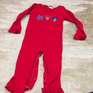 Ole Miss- Red Girls' Ruffle Hem One-Piece Romper